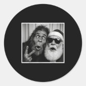 Funny Bigfoot Photobooth With Santa Christmas Xmas Runder Aufkleber (Vorderseite)