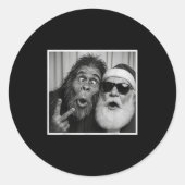 Funny Bigfoot Photobooth With Santa Christmas Xmas Runder Aufkleber (Vorderseite)