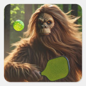 Funny Bigfoot Pickleball Quadratischer Aufkleber (Vorderseite)
