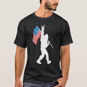 Funny Bigfoot Rock and Roll USA Flag für Sasquatch T-Shirt