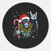 Funny Bigfoot Rock On Pajamas Pjs Christmas Xmas M Runder Aufkleber (Vorderseite)
