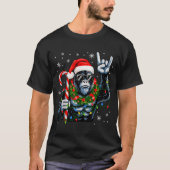 Funny Bigfoot Rock On Pajamas Pjs Christmas Xmas M T-Shirt (Vorderseite)
