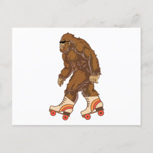 Funny Bigfoot Roller Skaten Postkarte