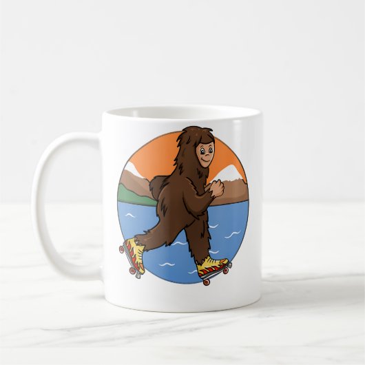 Funny Bigfoot Roller Skating Lover Skater Illustra Kaffeetasse (Links)