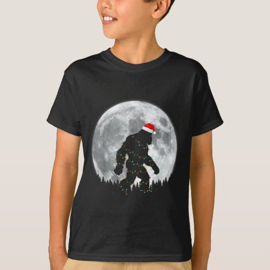 Funny Bigfoot Santa Moon Christmas Lights Xmas Sas T-Shirt (Vorderseite)