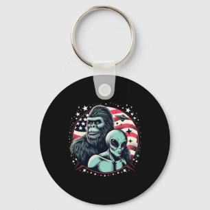 Funny Bigfoot Sasquatch Alien Amp Bigfoot Usa Flag Schlüsselanhänger