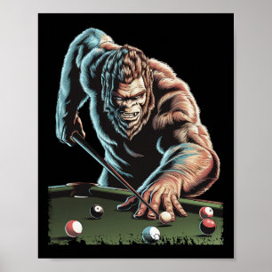 Funny Bigfoot Sasquatch Billiards Billard Pool Pla Poster