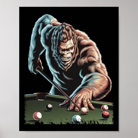 Funny Bigfoot Sasquatch Billiards Billard Pool Pla Poster (Vorne)