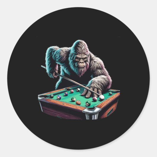Funny Bigfoot Sasquatch Billiards Billard Pool Pla Runder Aufkleber (Vorderseite)