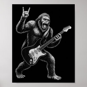 Funny Bigfoot Sasquatch Gitarre spielen, Rock und Poster