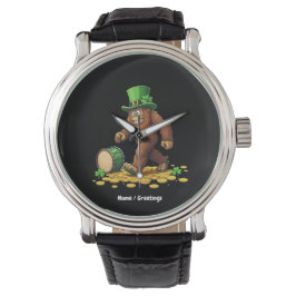 Funny Bigfoot Sasquatch Kleeblatt St Patrick's Day Armbanduhr
