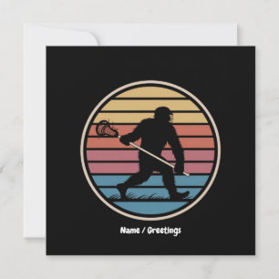 Funny Bigfoot Sasquatch Lacrosse Vintag Sunset Einladung