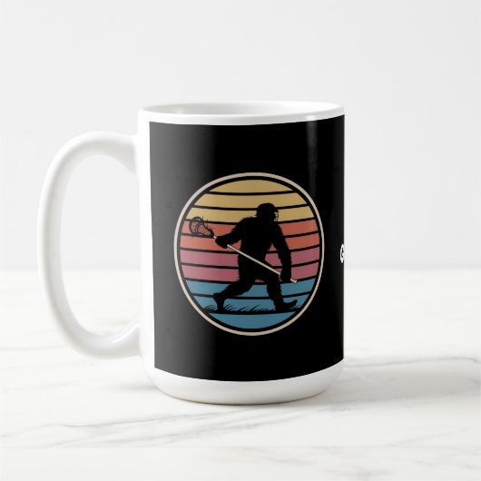 Funny Bigfoot Sasquatch Lacrosse Vintag Sunset Kaffeetasse (Links)