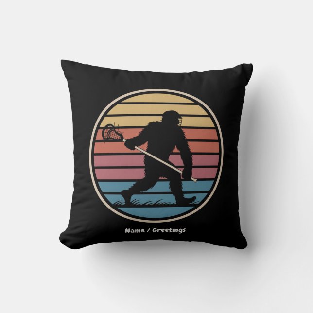 Funny Bigfoot Sasquatch Lacrosse Vintag Sunset Kissen (Vorderseite)