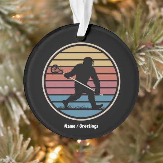 Funny Bigfoot Sasquatch Lacrosse Vintag Sunset Ornament (Baum)