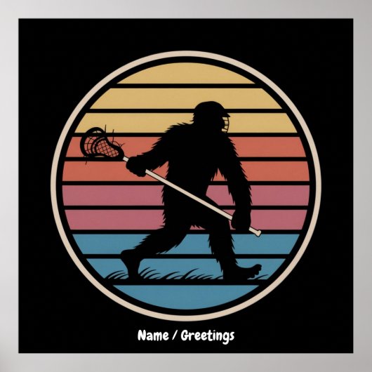 Funny Bigfoot Sasquatch Lacrosse Vintag Sunset Poster (Vorne)