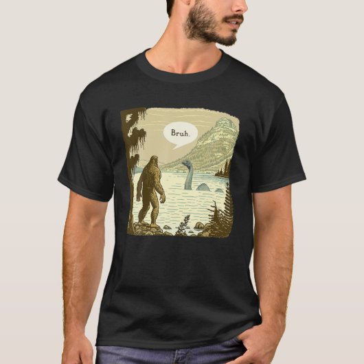 Funny Bigfoot Sasquatch Loch Ness Monster T-Shirt (Vorderseite)