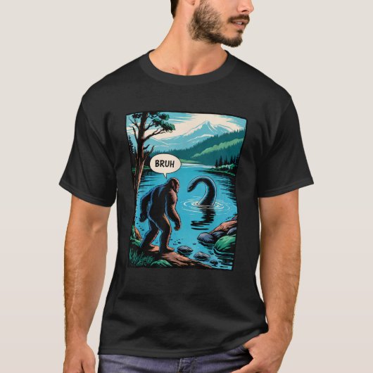 Funny Bigfoot Sasquatch Loch Ness Monster T-Shirt (Vorderseite)