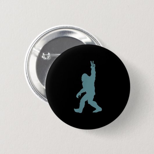 Funny Bigfoot Sasquatch Peace Sign Big Foot Squatc Button (Vorne & Hinten)