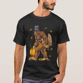 Funny Bigfoot Sasquatch Pilgrim Pumpkin Türkei Tha T-Shirt