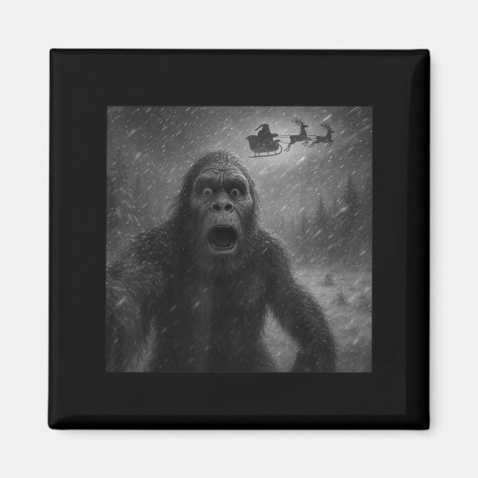 Funny Bigfoot Sasquatch Selfie Santa Claus Xmas Ch Magnet (Vorne)