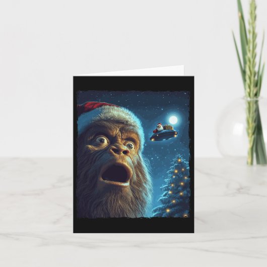 Funny Bigfoot Sasquatch Selfie Santa Ufo Xmas Chri Karte (Vorderseite)