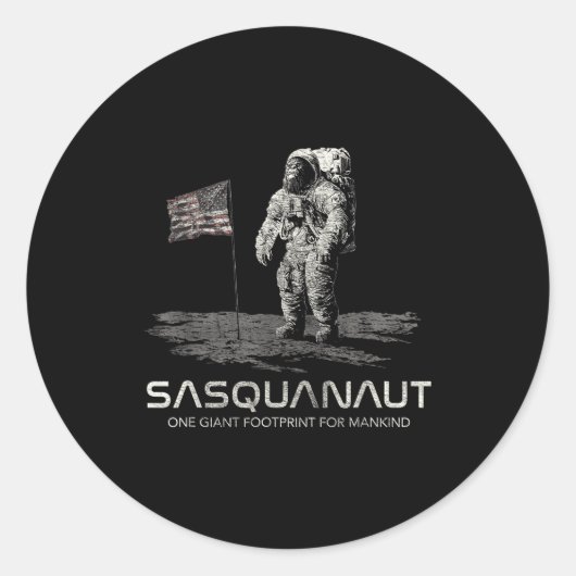 Funny Bigfoot Sasquatch Space Sasquanaut Runder Aufkleber (Vorderseite)