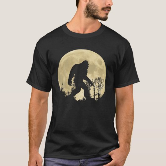 Funny Bigfoot Sasquatch Vollmondwald T-Shirt (Vorderseite)