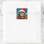 Funny Bigfoot Sasquatch Yeti Christmas Quadratischer Aufkleber (Tasche)