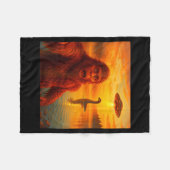 Funny Bigfoot Selfie With Loch Ness Monster And Uf Fleecedecke (Vorderseite (Horizontal))