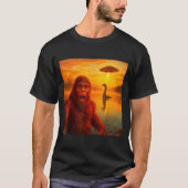 Funny Bigfoot Selfie With Loch Ness Monster And Uf T-Shirt (Vorderseite)