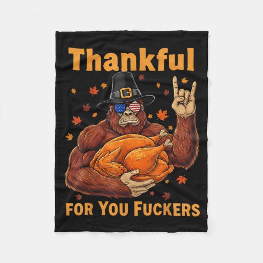 Funny Bigfoot Thanksgiving Thankful For You Forers Fleecedecke (Vorderseite)