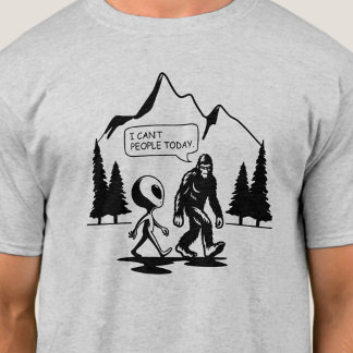 Funny Bigfoot und Alien Anti Social Introvertierte T-Shirt