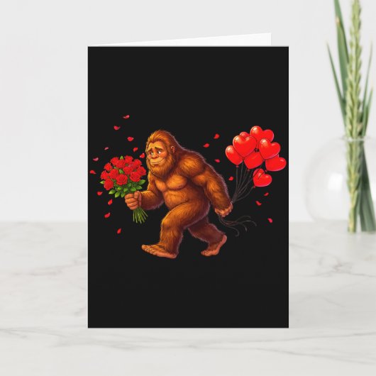 Funny Bigfoot Valentine Heart Sasquatch Retro Love Karte (Vorderseite)