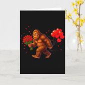 Funny Bigfoot Valentine Heart Sasquatch Retro Love Karte (Gelbe Blume)