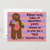 Funny Bigfoot Valentinstag Pun Feiertagspostkarte (Vorne/Hinten)