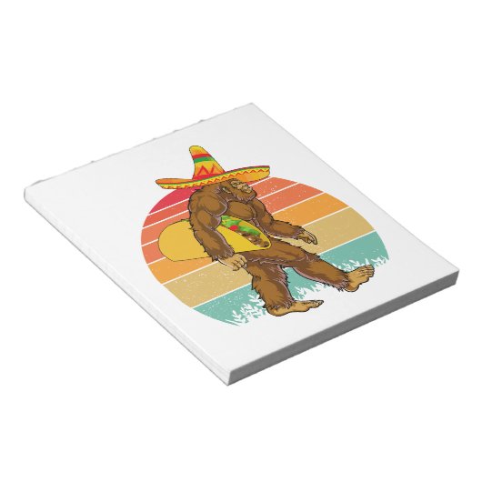 Funny Bigfoot Wandern mit großem Taco Notizblock (angewinkelt)