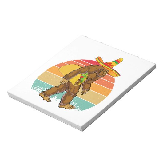 Funny Bigfoot Wandern mit großem Taco Notizblock (Rotiert)