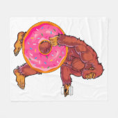 Funny Bigfoot Wandern mit großer Donut und Kaffee Fleecedecke (Vorderseite (Horizontal))
