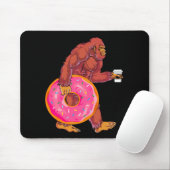 Funny Bigfoot Wandern mit großer Donut und Kaffee Mousepad (Mit Mouse)