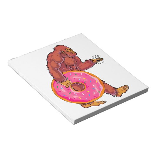 Funny Bigfoot Wandern mit großer Donut und Kaffee Notizblock (angewinkelt)