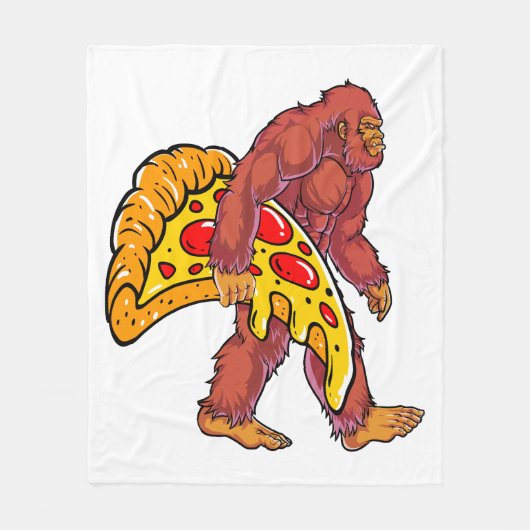 Funny Bigfoot Wandern mit großer Pizza Slice Fleecedecke (Vorderseite)