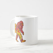 Funny Bigfoot Wandern mit großer Pizza Slice Kaffeetasse (Vorderseite Links)