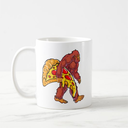 Funny Bigfoot Wandern mit großer Pizza Slice Kaffeetasse (Links)
