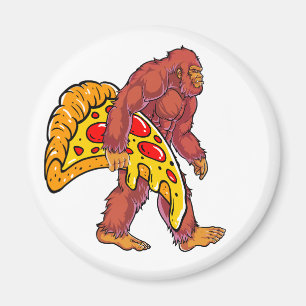 Funny Bigfoot Wandern mit großer Pizza Slice Magnet