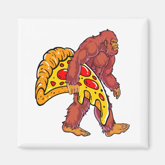 Funny Bigfoot Wandern mit großer Pizza Slice Magnet (Vorne)