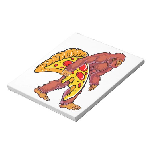 Funny Bigfoot Wandern mit großer Pizza Slice Notizblock (Rotiert)