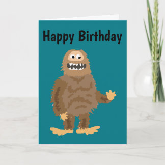 Funny Bigfoot Waving Original Art Karte