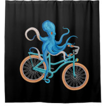Funny Bike Riding Under the Sea Octopus Black