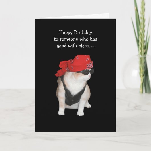 Funny Biker Cat Birthday Karte (Vorderseite)